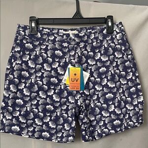 Navy and White Patterned Shorts